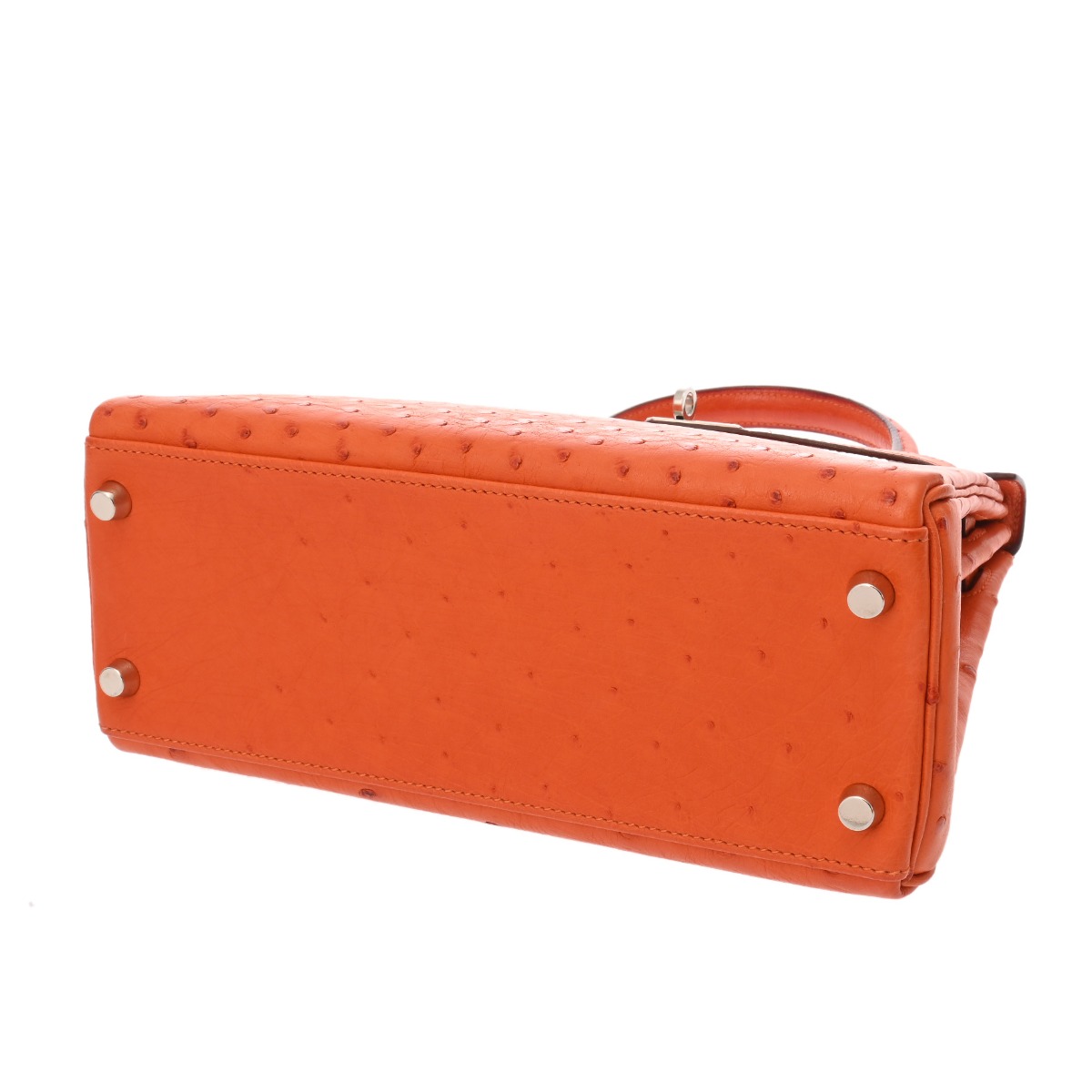 エルメス ケリー 25 外縫い オレンジ オーストリッチ レディース