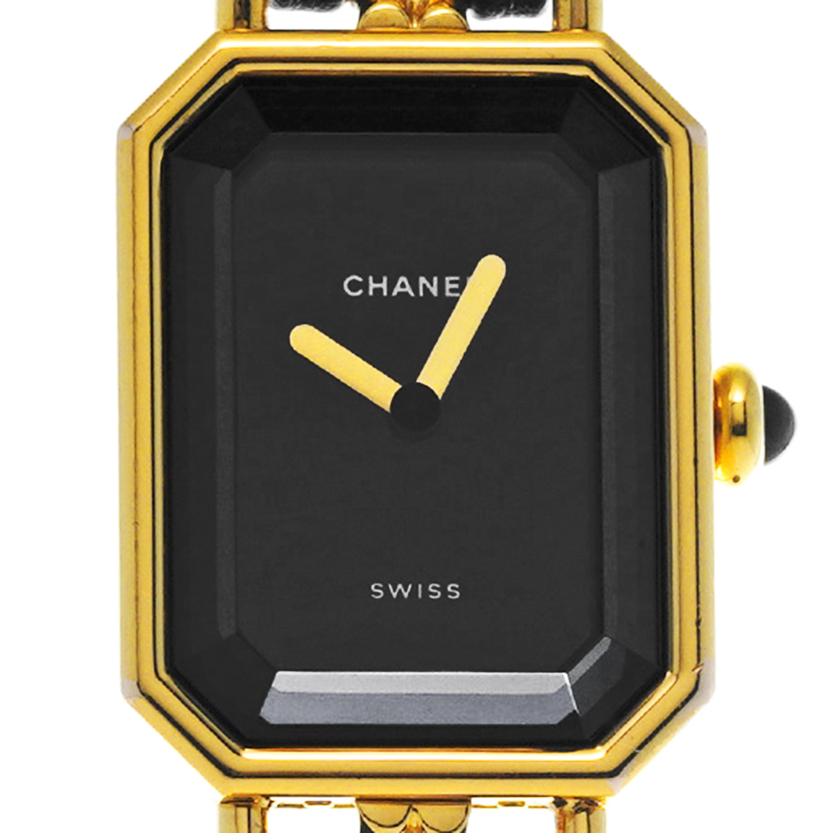 シャネル プルミエール L H0001 ブラック レディース 時計 【中古