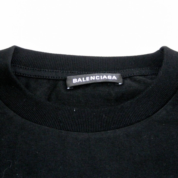 バレンシアガ / BALENCIAGA クルーネック Tシャツ　コットン　ブラック　594579　表記サイズ:XS　　黒　半袖 ブラック/シルバー  コットン レディース トップス 【未使用】【other】