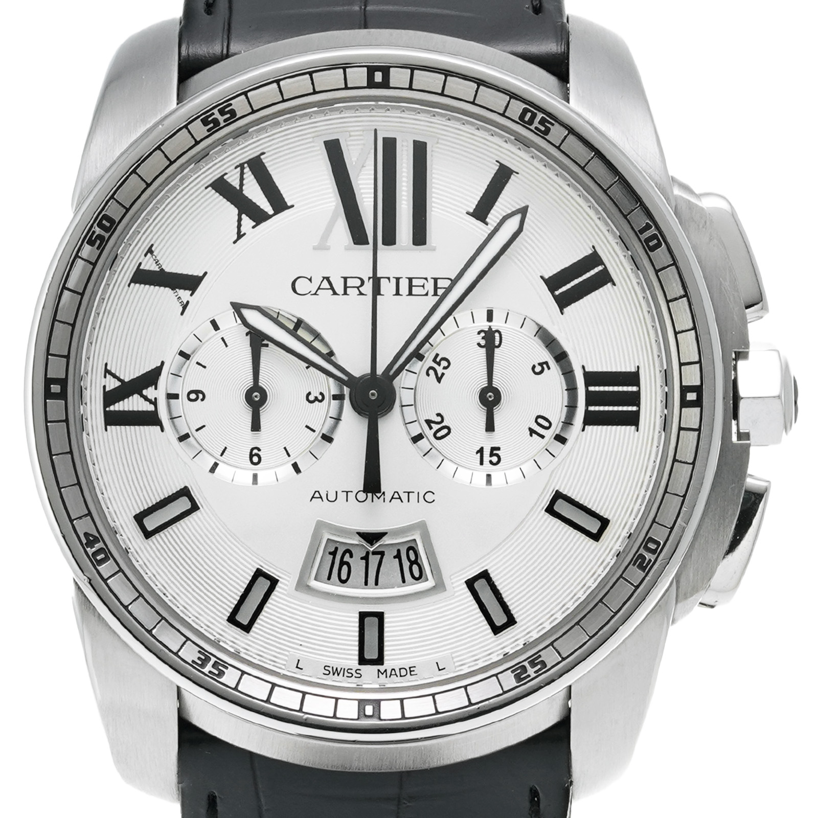 カルティエ Cartier カリブル ドゥ カルティエ クロノグラフ W7100046 シルバー SS 自動巻き メンズ 腕時計