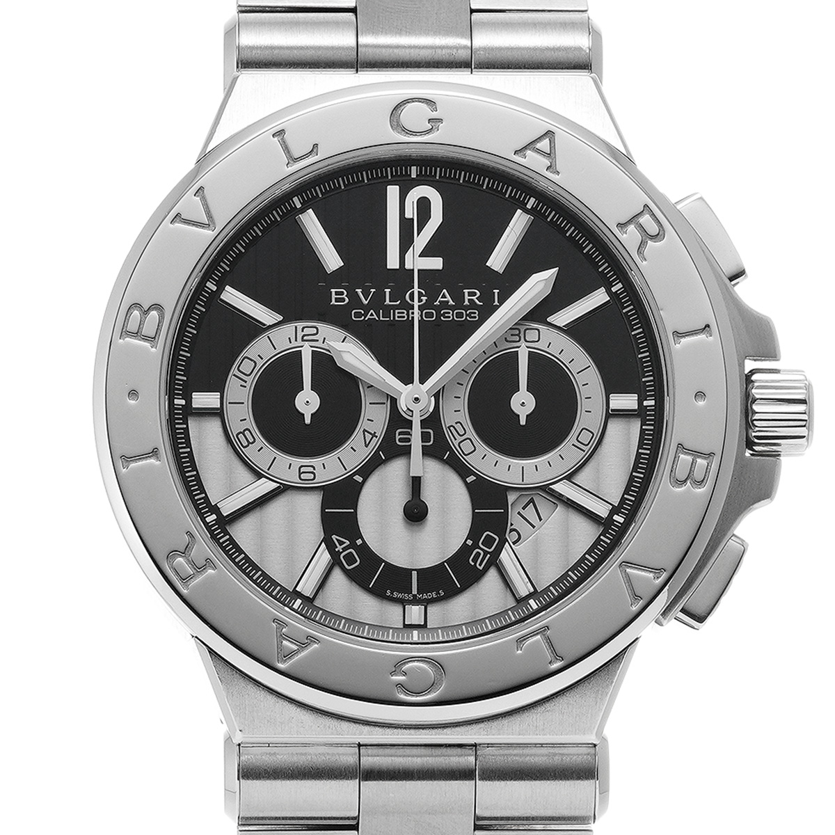ブルガリ / BVLGARI ディアゴノ カリブロ 303 クロノグラフ DG42BSSDCH ブラック/シルバー メンズ 時計  【中古】【wristwatch】