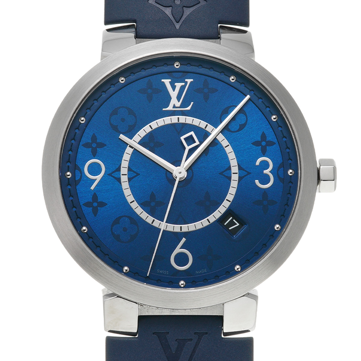 ルイ ヴィトン / LOUIS VUITTON タンブール スリム モノグラム QA150Z ブルー メンズ 時計 【中古】【wristwatch】