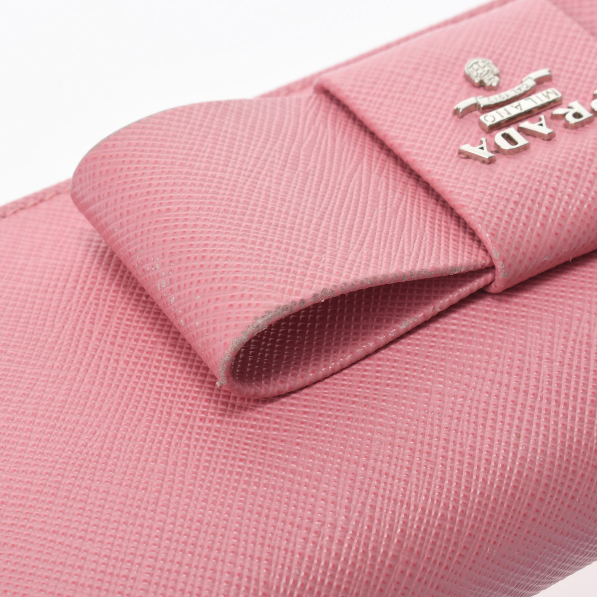 【正規品】PRADA プラダ  サフィアーノ 二つ折り長財布 リボン ピンク角など少し使用感があります