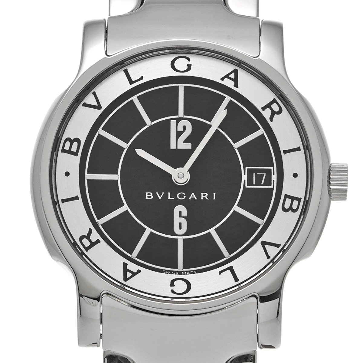 【ソロテンポ】BVLGARI ’ブルガリ 時計’ ST35S ブラック☆極美品☆保証書取扱説明書