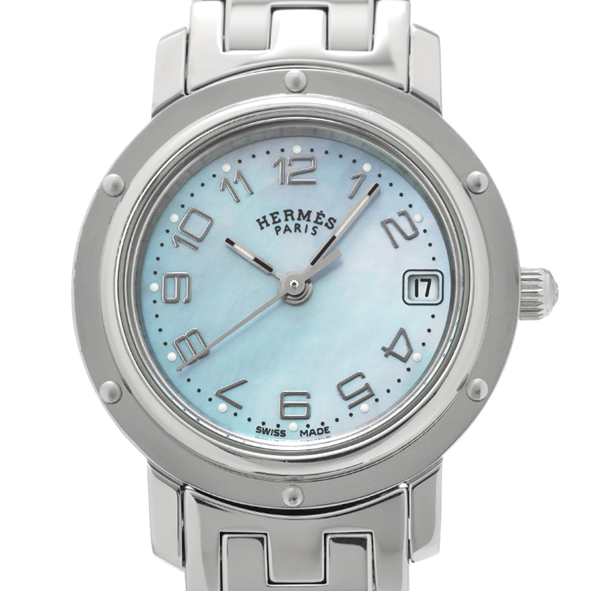  SS【極美品】HERMES エルメス 腕時計 CL4.210 レディース ブルー