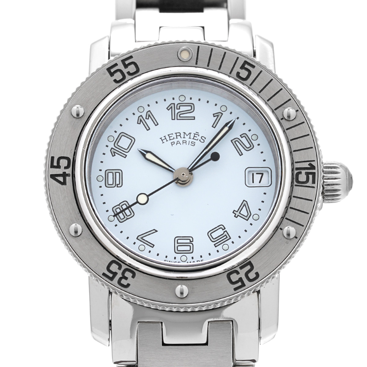 エルメス クリッパー ダイバー CL5.210 ホワイト レディース 時計 【中古】【wristwatch】