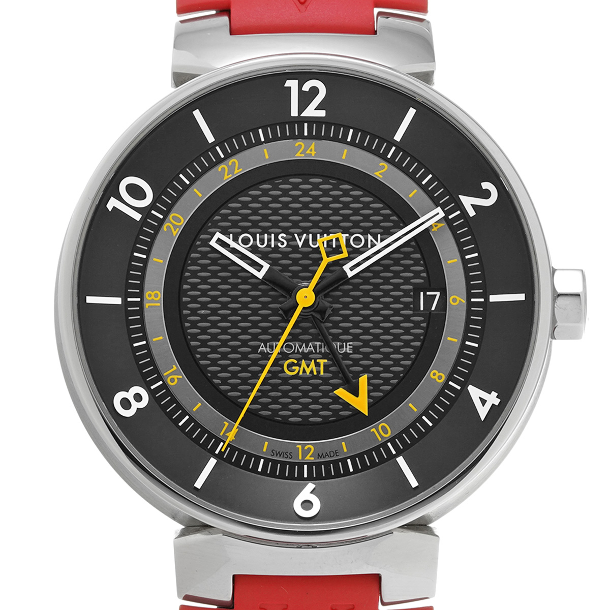 ルイ ヴィトン タンブール ムーン GMT Q8D30Z ブラック メンズ 時計 【中古】【wristwatch】