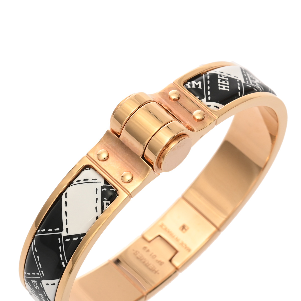 エルメス ブレスレット シャルニエール ブラック/ホワイト/ゴールド