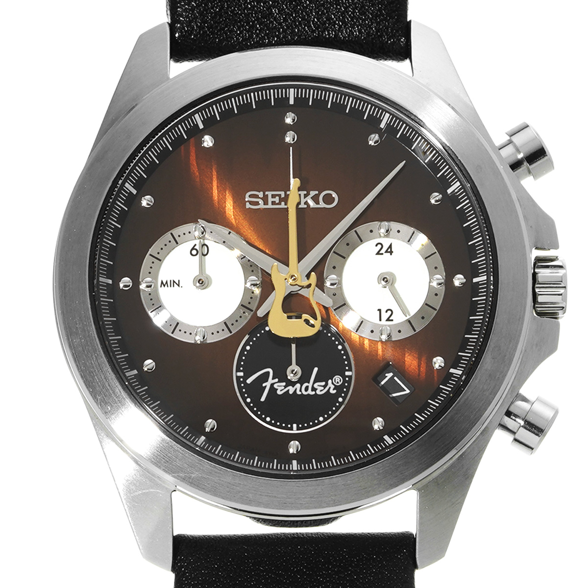 メンズ時計・セイコー 8T63-02G0 ホワイトクオーツ【未使用】 セイコー フェンダー ストラトキャスター 70周年記念 クロノ