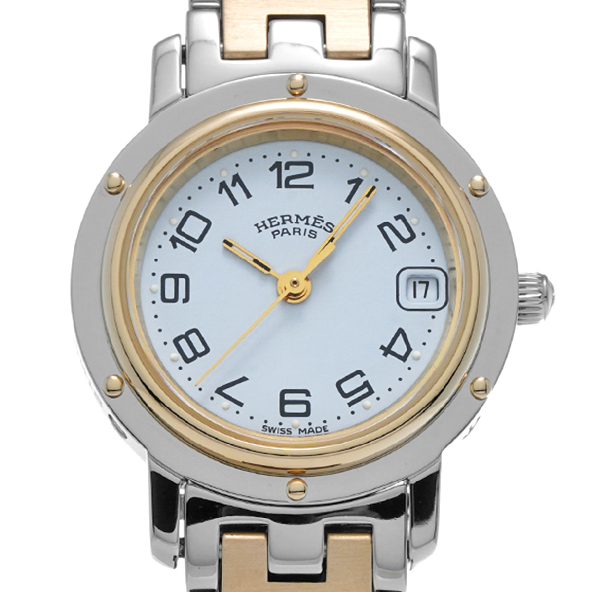 エルメス クリッパー CL4.220 ホワイト レディース 時計 【中古