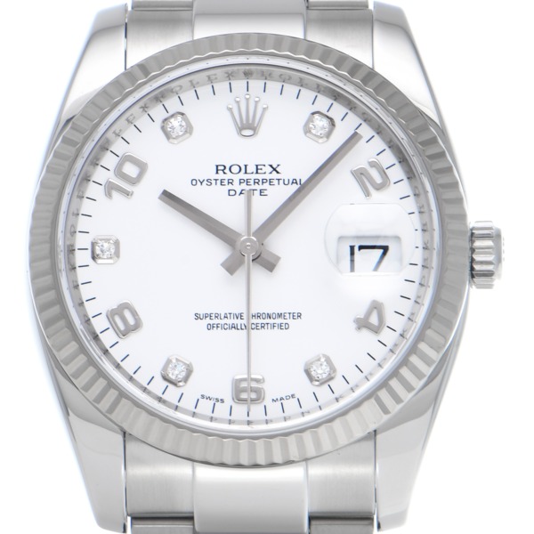 ロレックス ROLEX オイスターパーペチュアル デイト 115234G ホワイト文字盤  腕時計 男女兼用