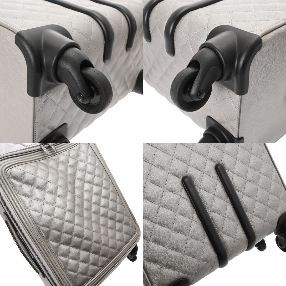 シャネル マトラッセ キャリーケース シルバー A69903 キャビアスキン