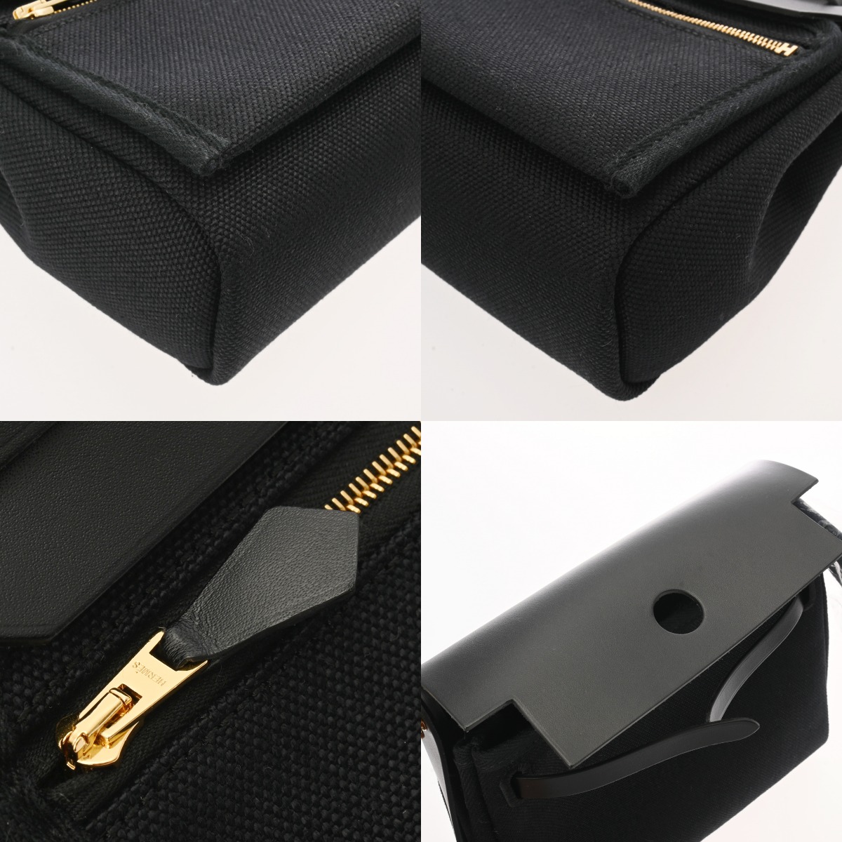 エルメス エールバッグ　白黒 エルメス エールバッグ ジップ ミニ ブラック トワルミリタリー