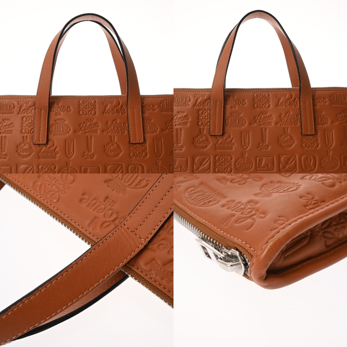 ロエベ ブリーフケース ブラウン カーフ メンズ バッグ 【中古】【bag