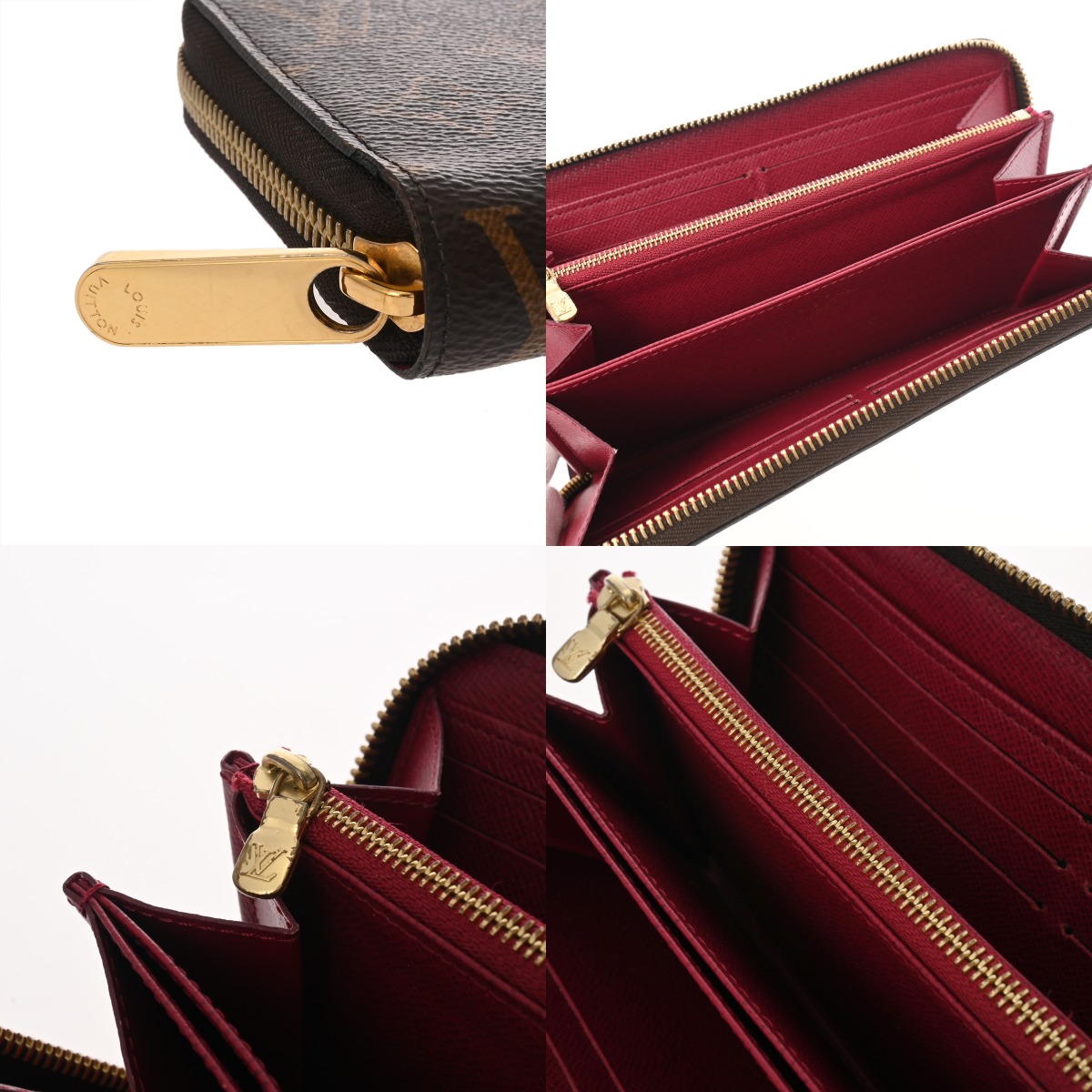 ルイ ヴィトン モノグラム ジッピーウォレット ブラウン/フューシャ