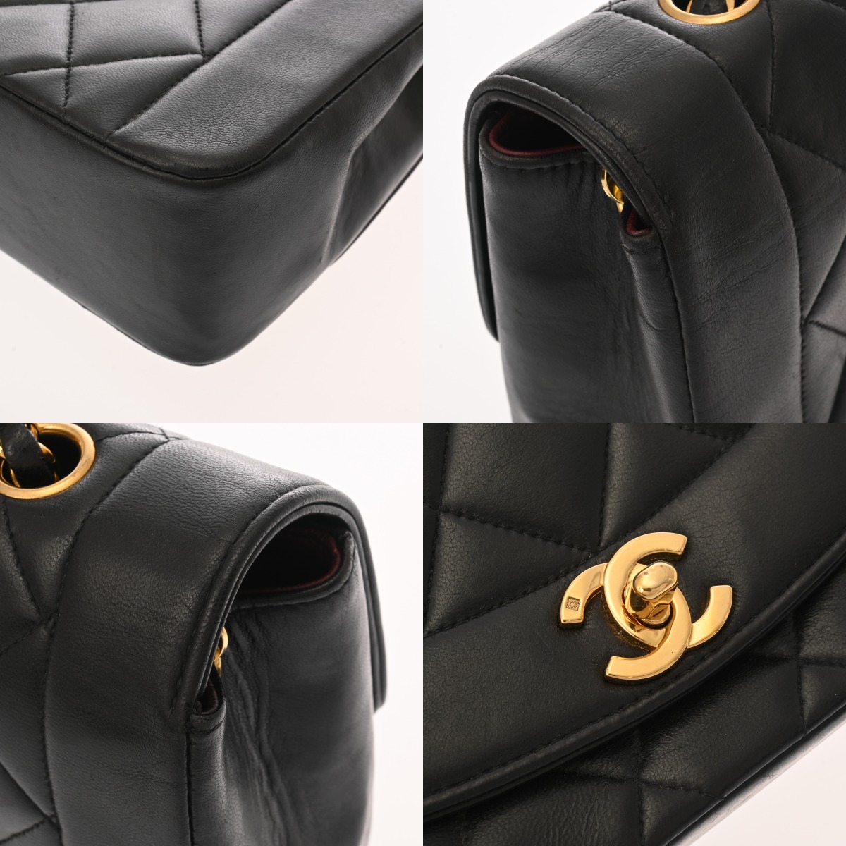 シャネル マトラッセ ダイアナ 22cm チェーンショルダー ブラック