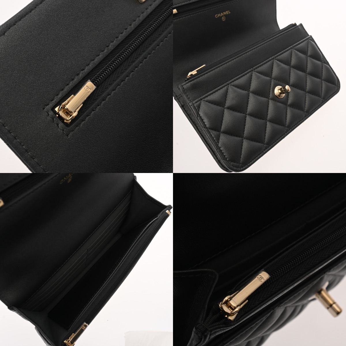 シャネル マトラッセ チェーンウォレット チャーム付 ブラック