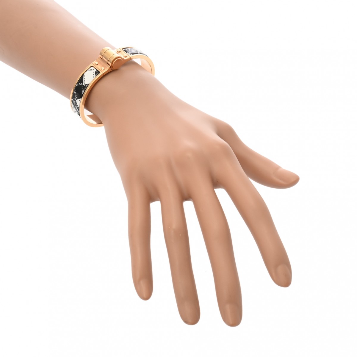 エルメス ブレスレット シャルニエール ブラック/ホワイト/ゴールド