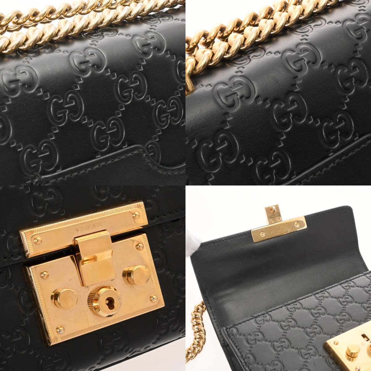 グッチ パドロック/グッチシマ GGスモール ショルダーバッグ ブラック