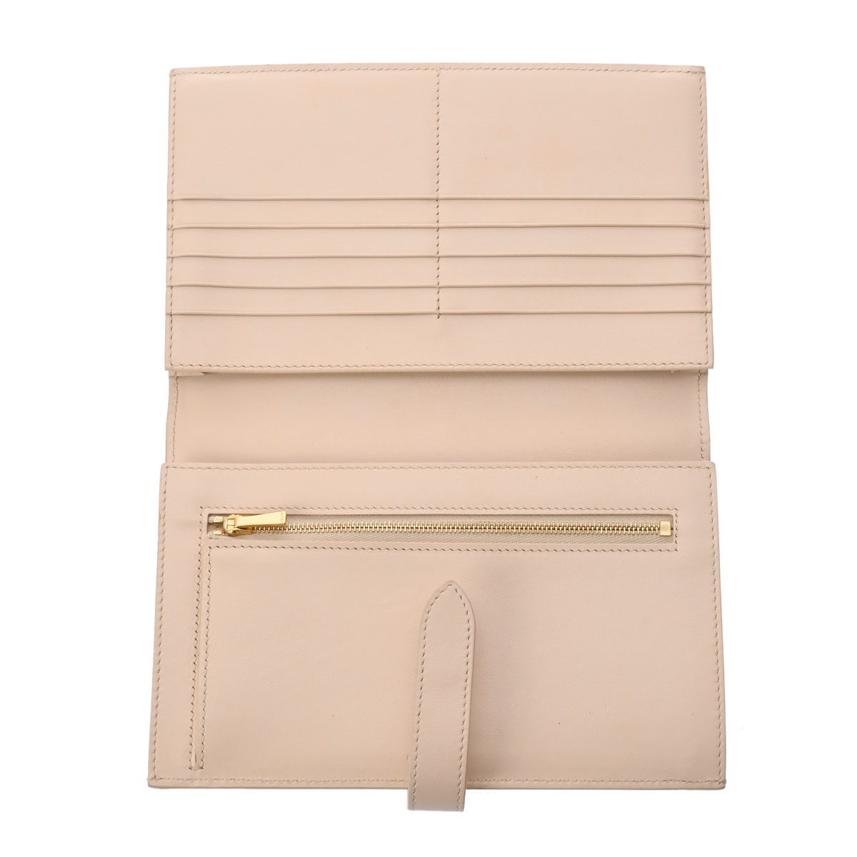 セリーヌ ラージ ストラップ ウォレット ベージュ レザー