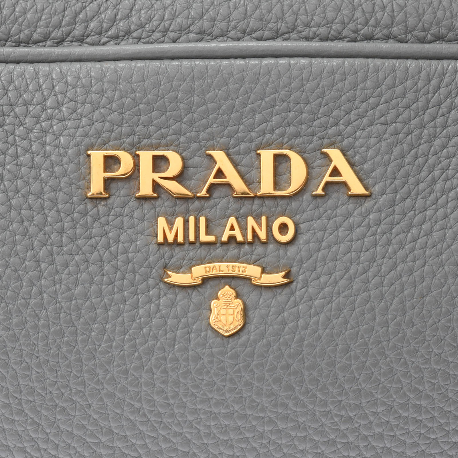 2WAY ベルトバッグ グレー/ゴールド金具 1BH082 レザー PRADA プラダ レディース 【中古】