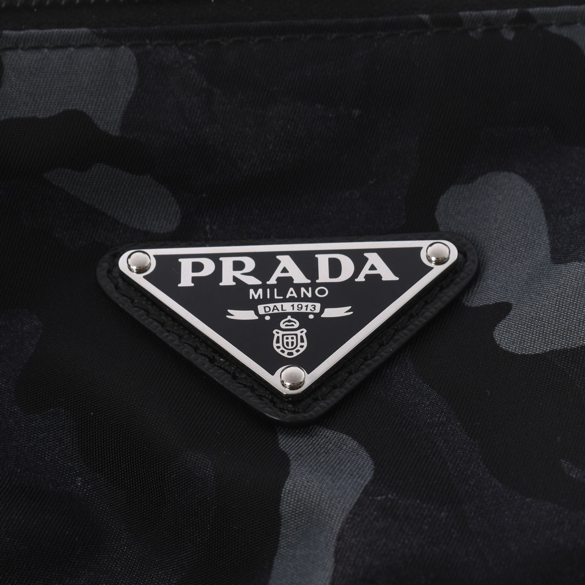 プラダ / PRADA トートバッグ カモフラージュ グレー/シルバー金具