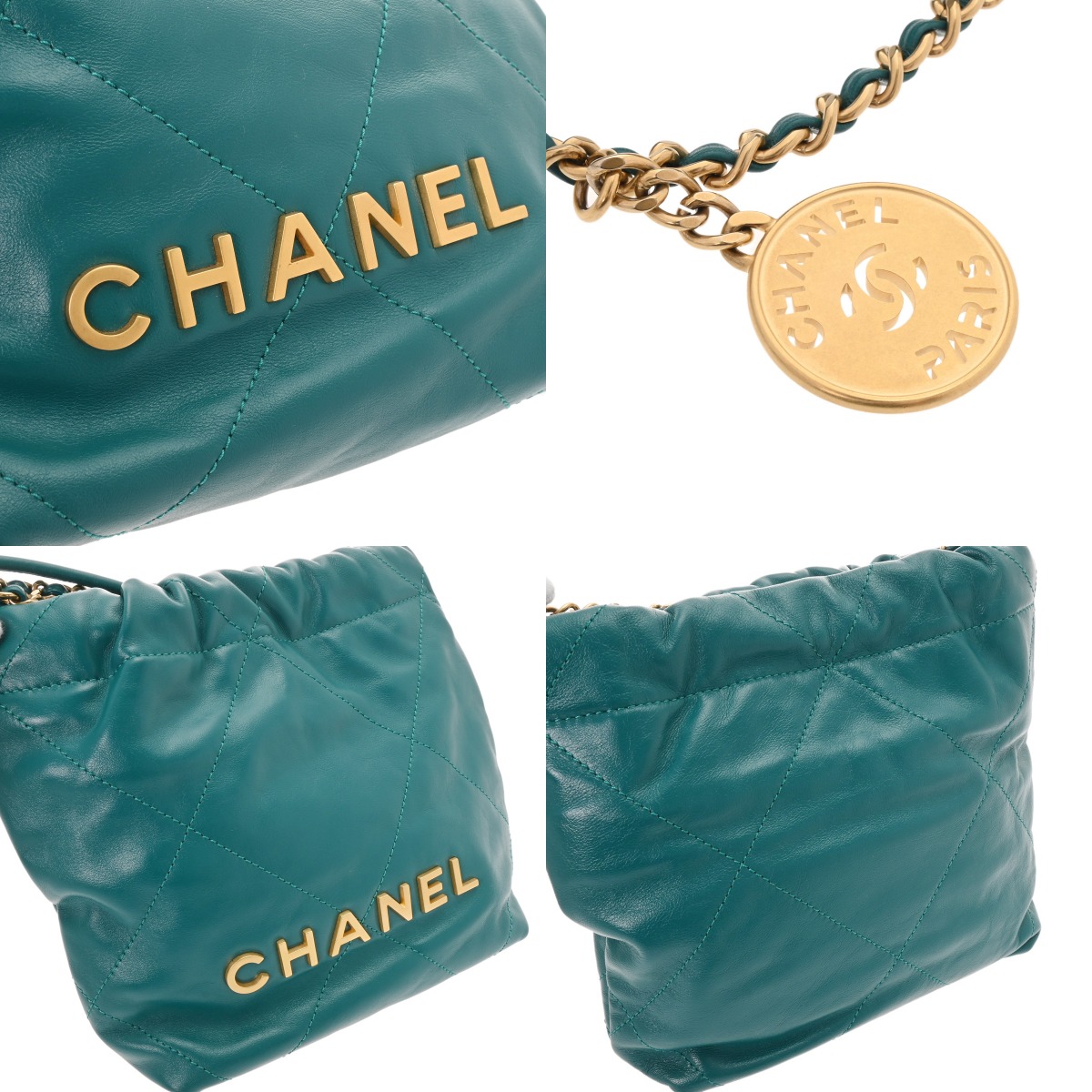 25C/国内発送【輝く高級感】CHANEL22 ミニハンドバッグ グリーン シャネル ミニ ハンドバッグ CHANEL22 グリーン AS3980