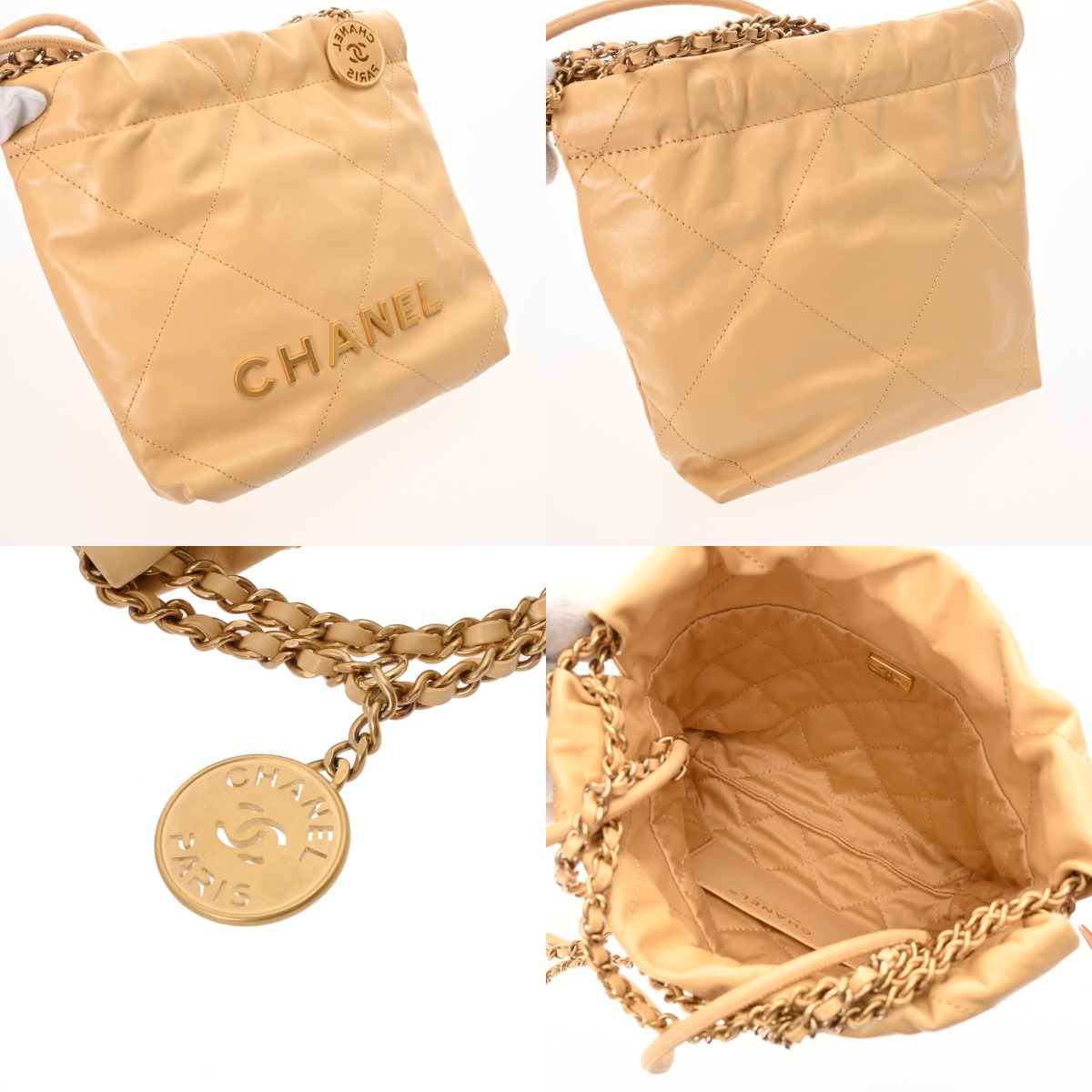 シャネル ミニ ハンドバッグ CHANEL22 ベージュ AS3980