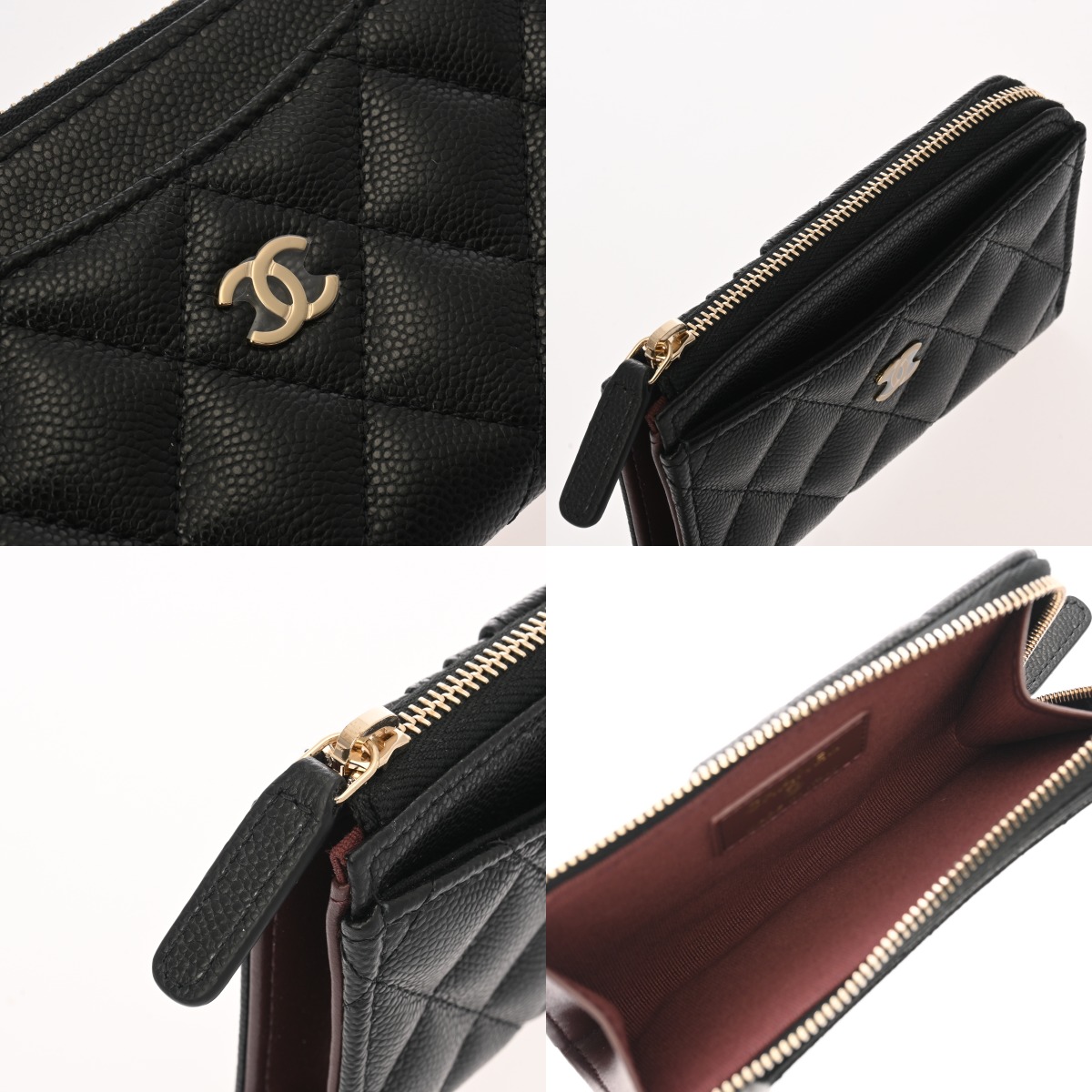 シャネル マトラッセ クラシック ジップ カードケース ブラック
