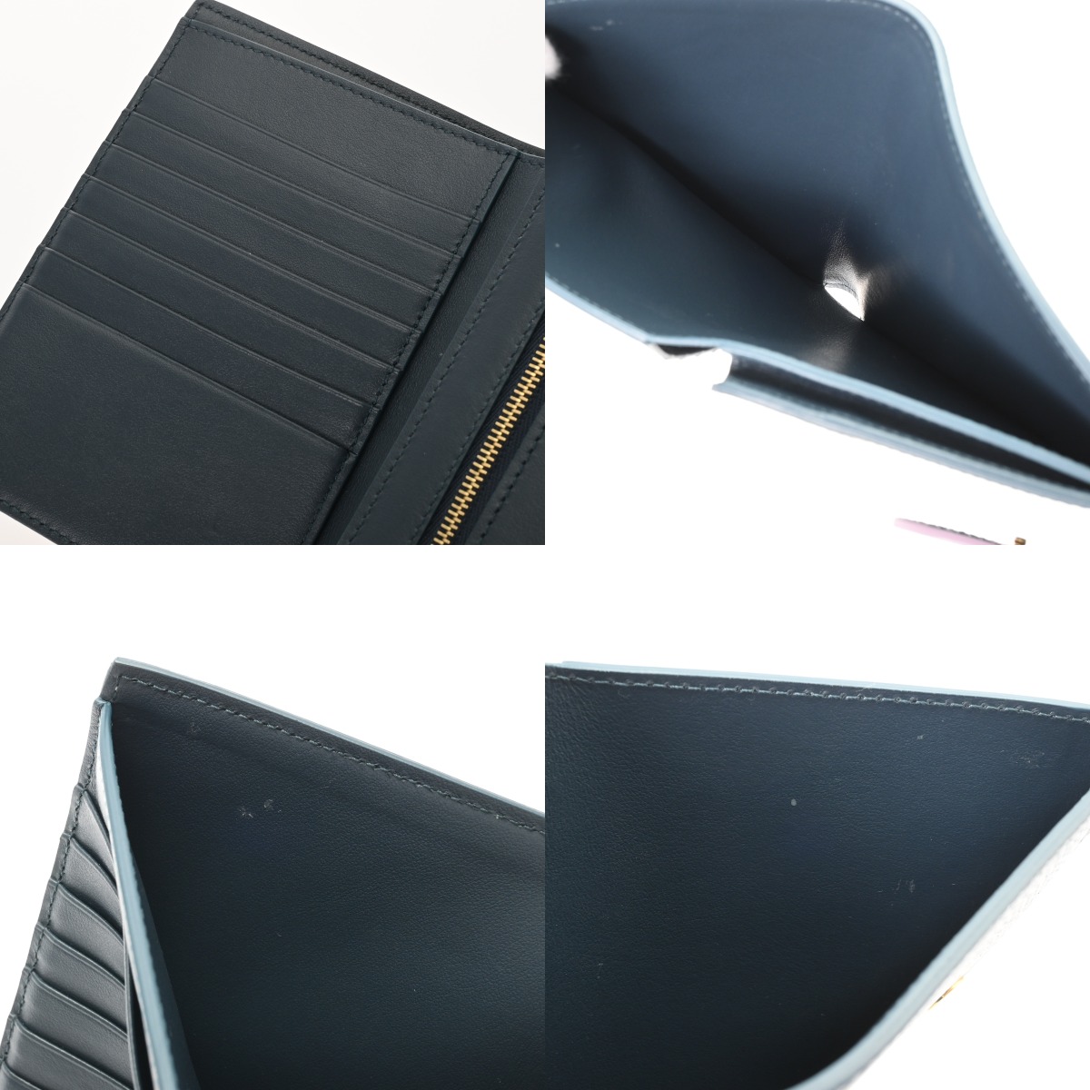 セリーヌ ミディアム ストラップウォレット ネイビー/ピンク グレイン