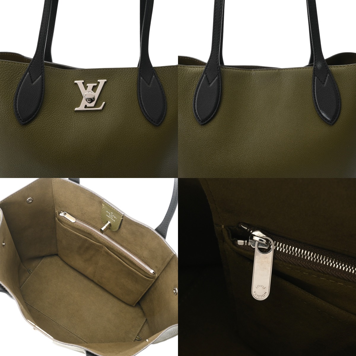 【極美品】ルイヴィトン　ロックミーゴー　トートバック　カーキ ルイ ヴィトン ロックミーゴー カーキ M55523 カーフレザー レディース