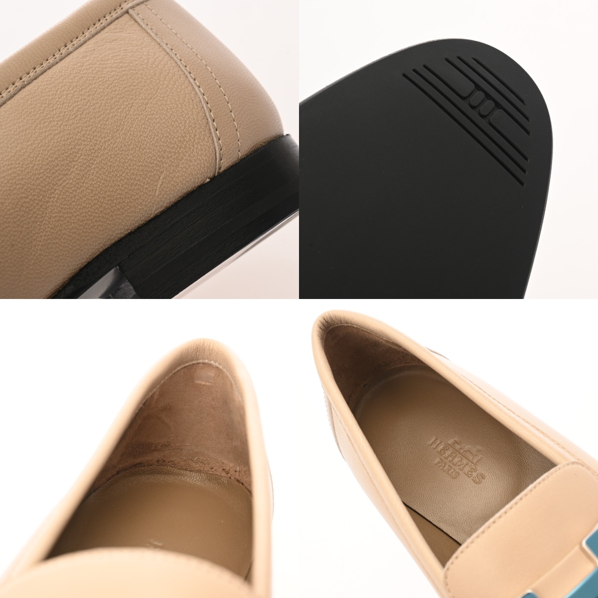 エルメス モカシン パリ 36.5(23.5cm) ベージュ/シルバー金具 カーフ