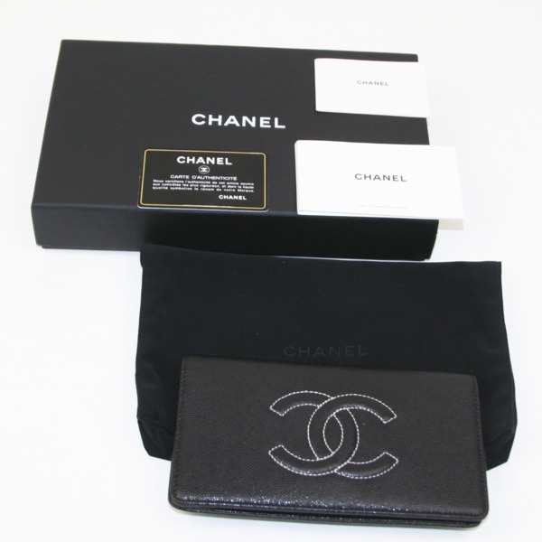 CHANEL シャネル ココマーク 二つ折り財布 ブラック レディース ブランド
