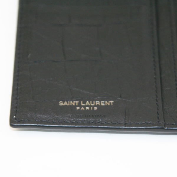 【人気】サンローラン 二つ折り財布 ブラック クロコ YSL レディース