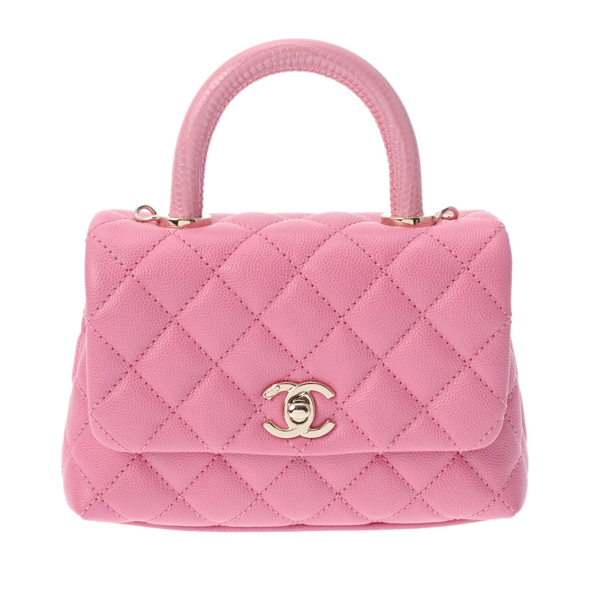 シャネル マトラッセ トップハンドル XXS 2WAY ピンク AS2215 キャビアスキン/リザード レディース バッグ 【bag】