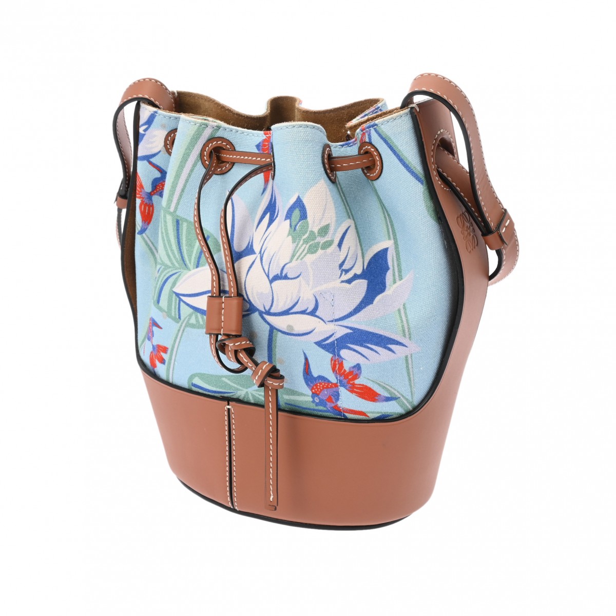 ロエベ バルーンバッグ パウラズ イビザ コラボ ブルー/マルチカラー 328.04AC31 キャンバス/レザー レディース バッグ 【bag】