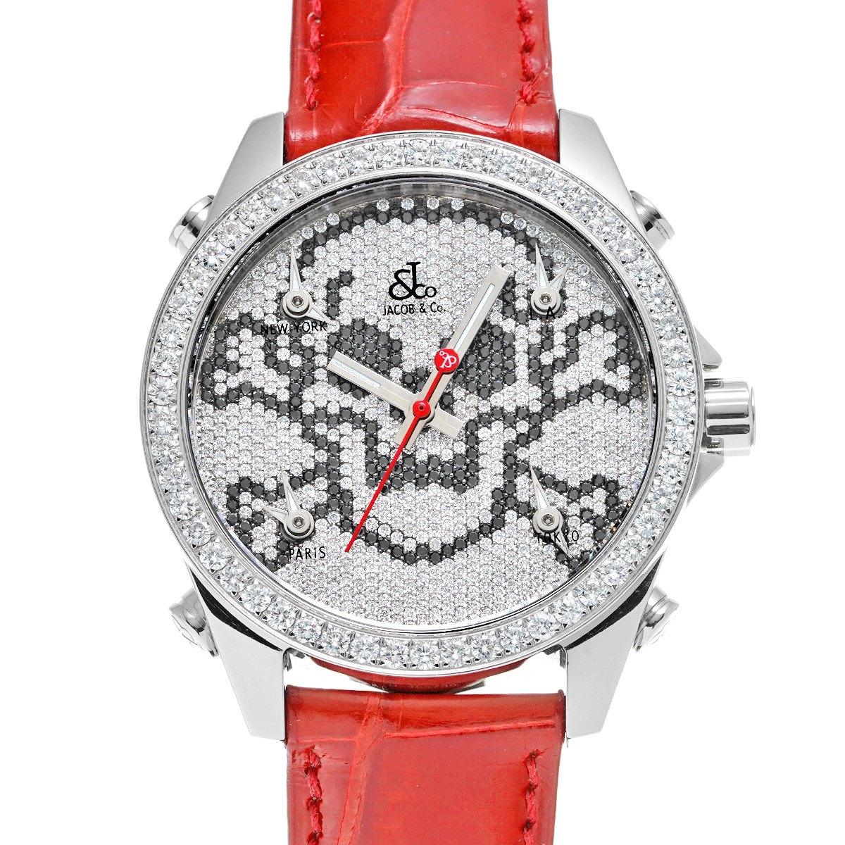 プロフ必読　ジェイク ジェイコブ ファイブタイムゾーン ドクロ ダイヤモンド メンズ