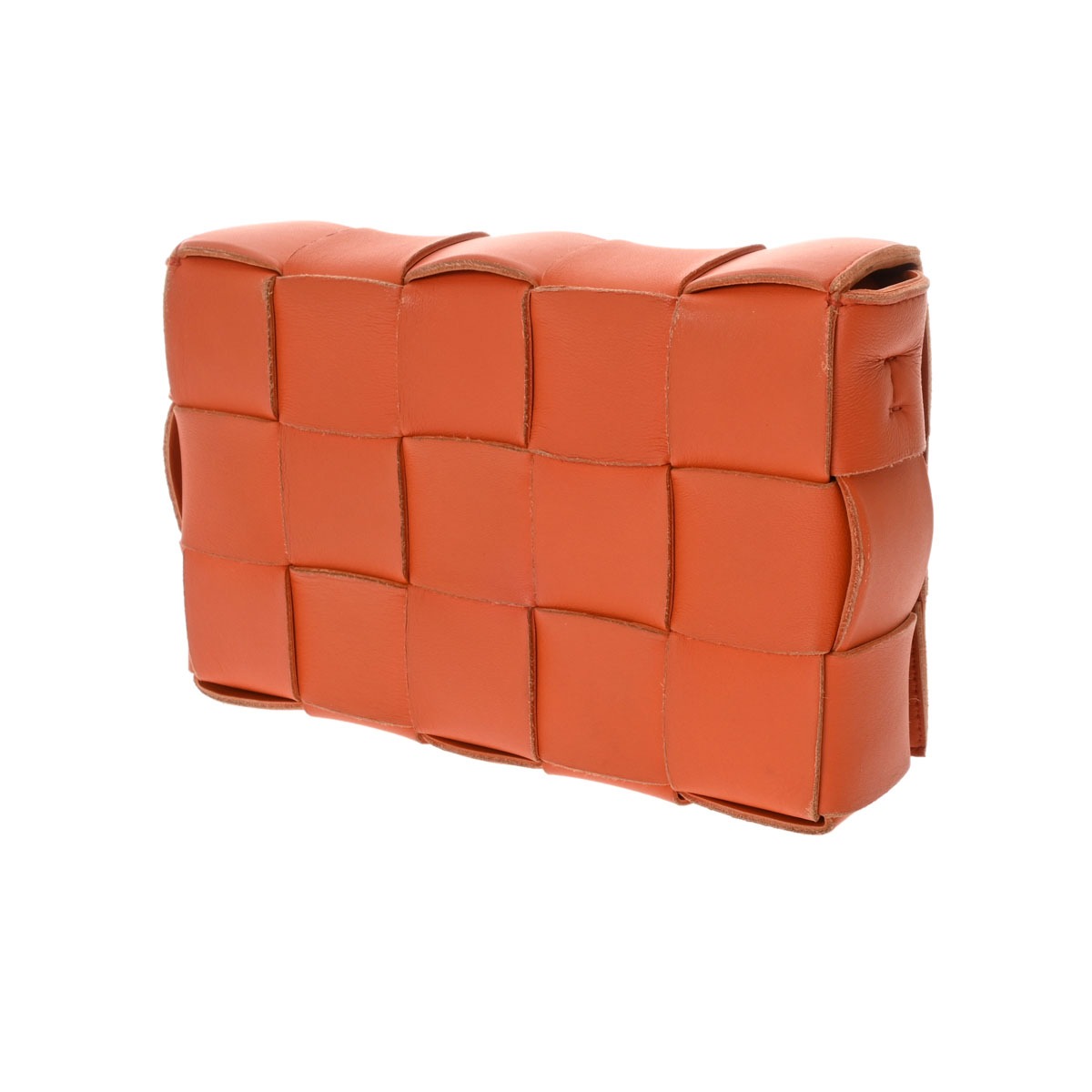 ボッテガヴェネタ　イントレチャート　ショルダーバッグ　斜めがけ　オレンジ　本物 ボッテガヴェネタ カセットショルダー マキシイントレチャート