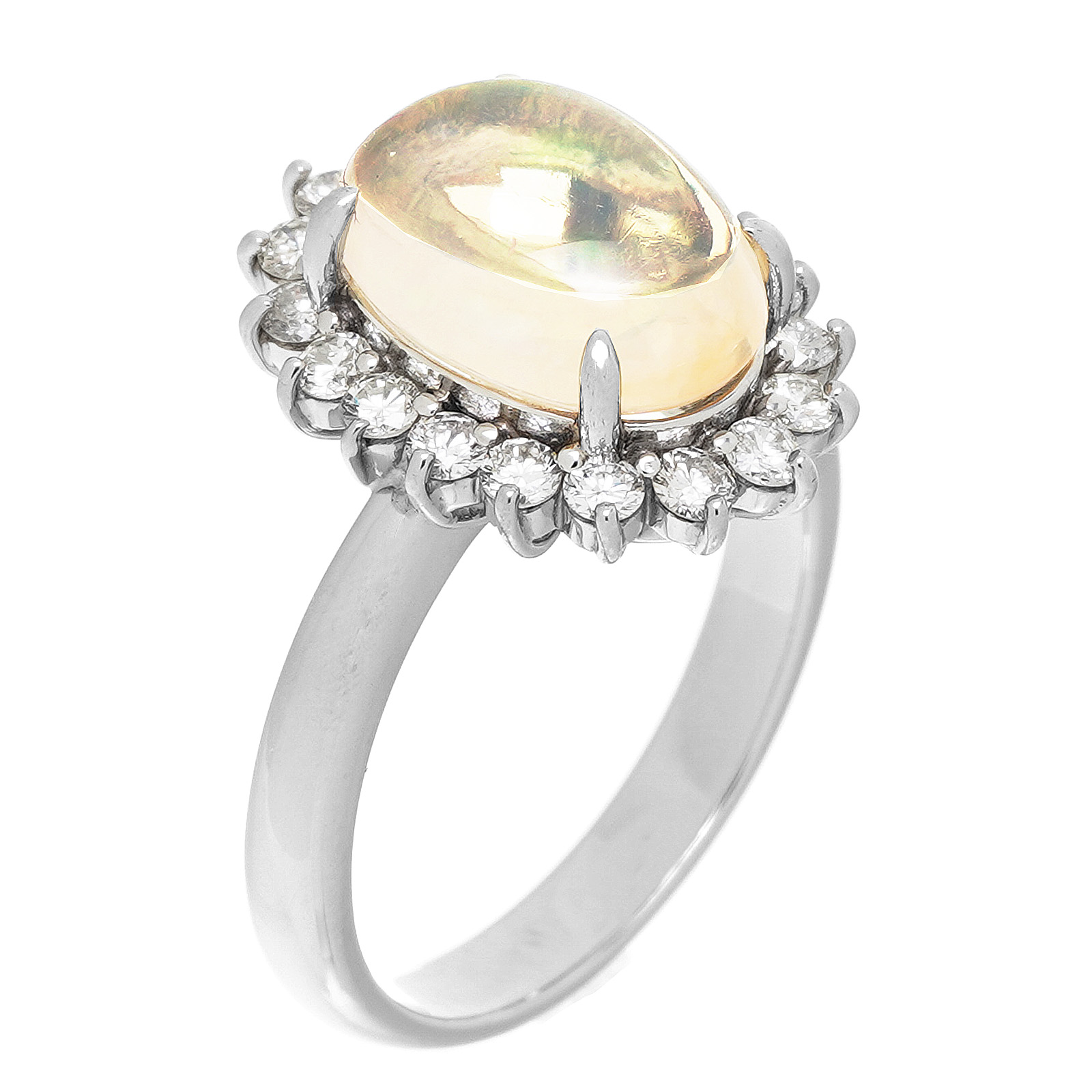 Pt900 プラチナ ダイヤモンド×ホワイトオパール リング 指輪 約13号