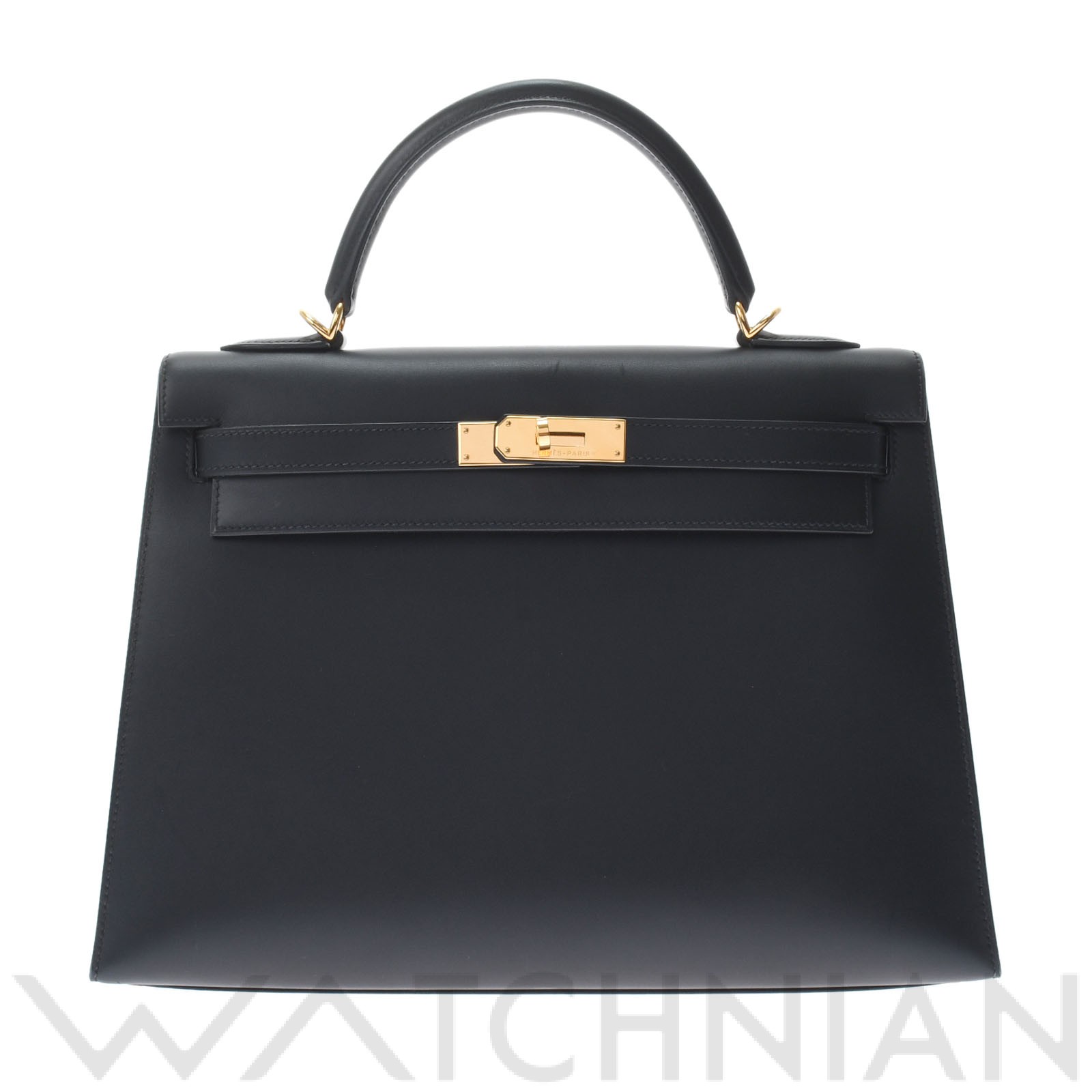 ケリー32 外縫い 2WAY ブラック/ゴールド金具 ボックスカーフ HERMES エルメス レディース 【中古】