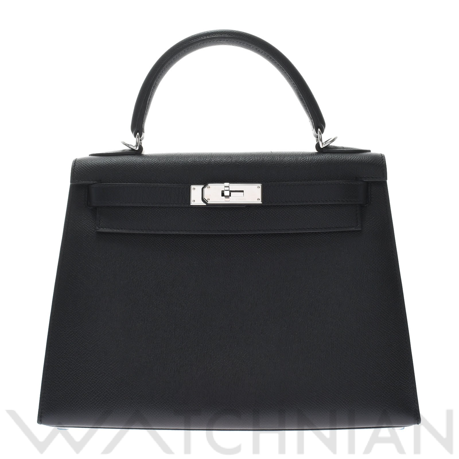 ケリー 28 外縫い 2WAY 黒/パラジウム金具 ヴォーエプソン HERMES エルメス レディース 【中古】