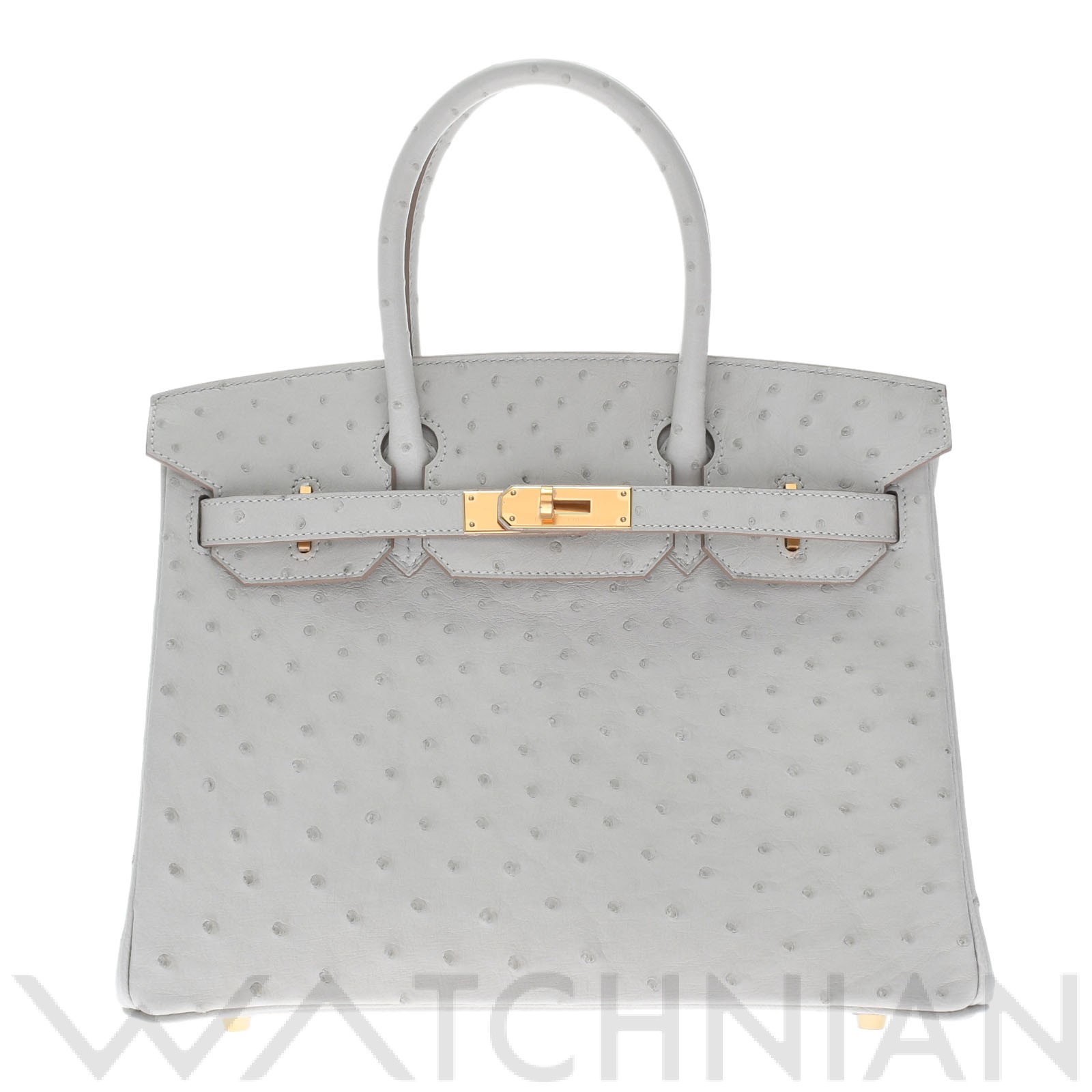バーキン30 グリスパール/ゴールド金具 オーストリッチ HERMES エルメス レディース 【新品】