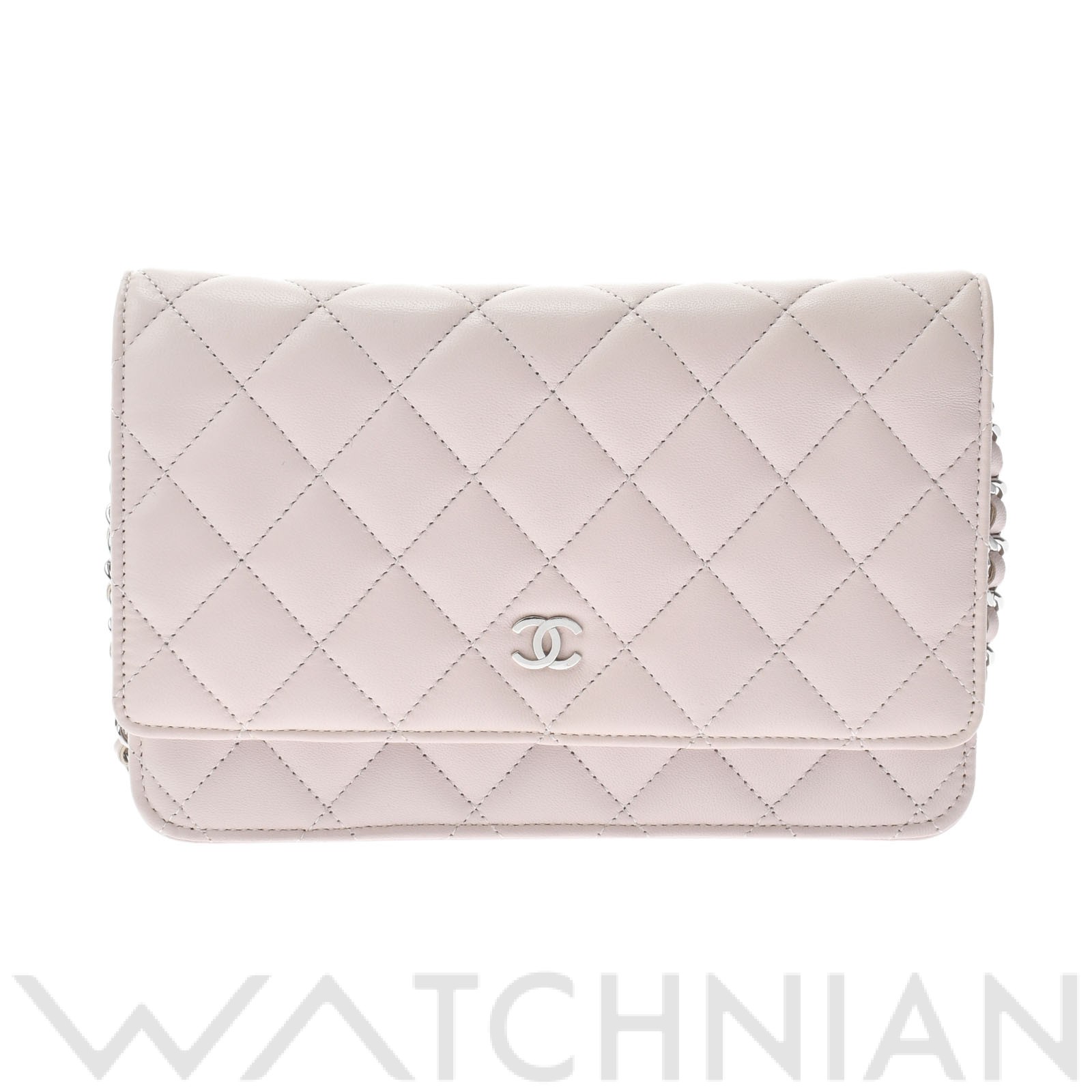 マトラッセ チェーンウォレット ライトピンク/シルバー金具 A33814 ラムスキン CHANEL シャネル レディース 【中古】