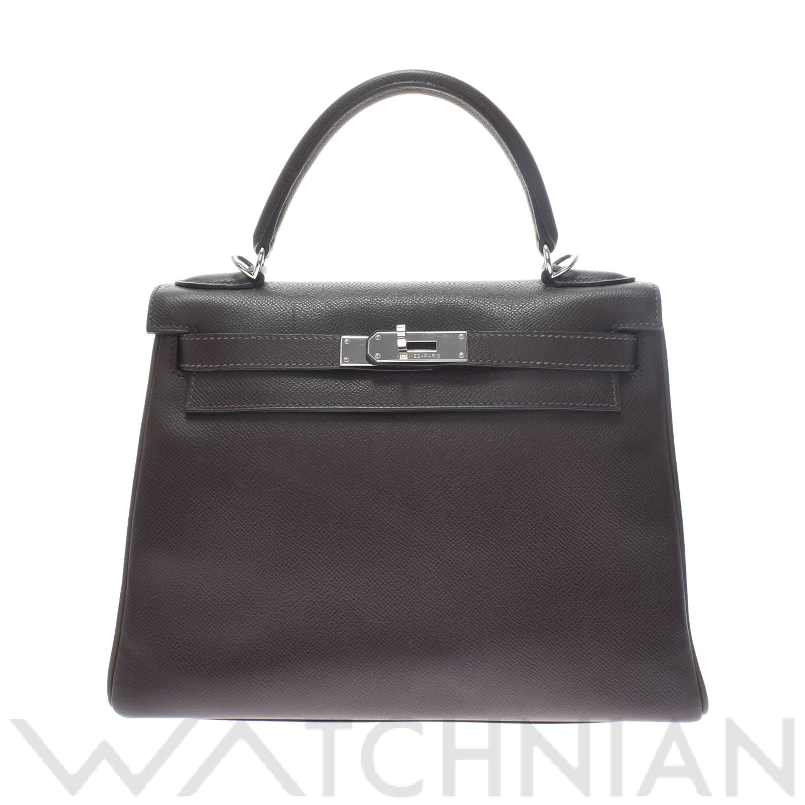 ケリー 28 内縫い 2WAY ショコラ／オリーブ/パラジウム金具 ヴォーエプソン HERMES エルメス レディース 【中古】