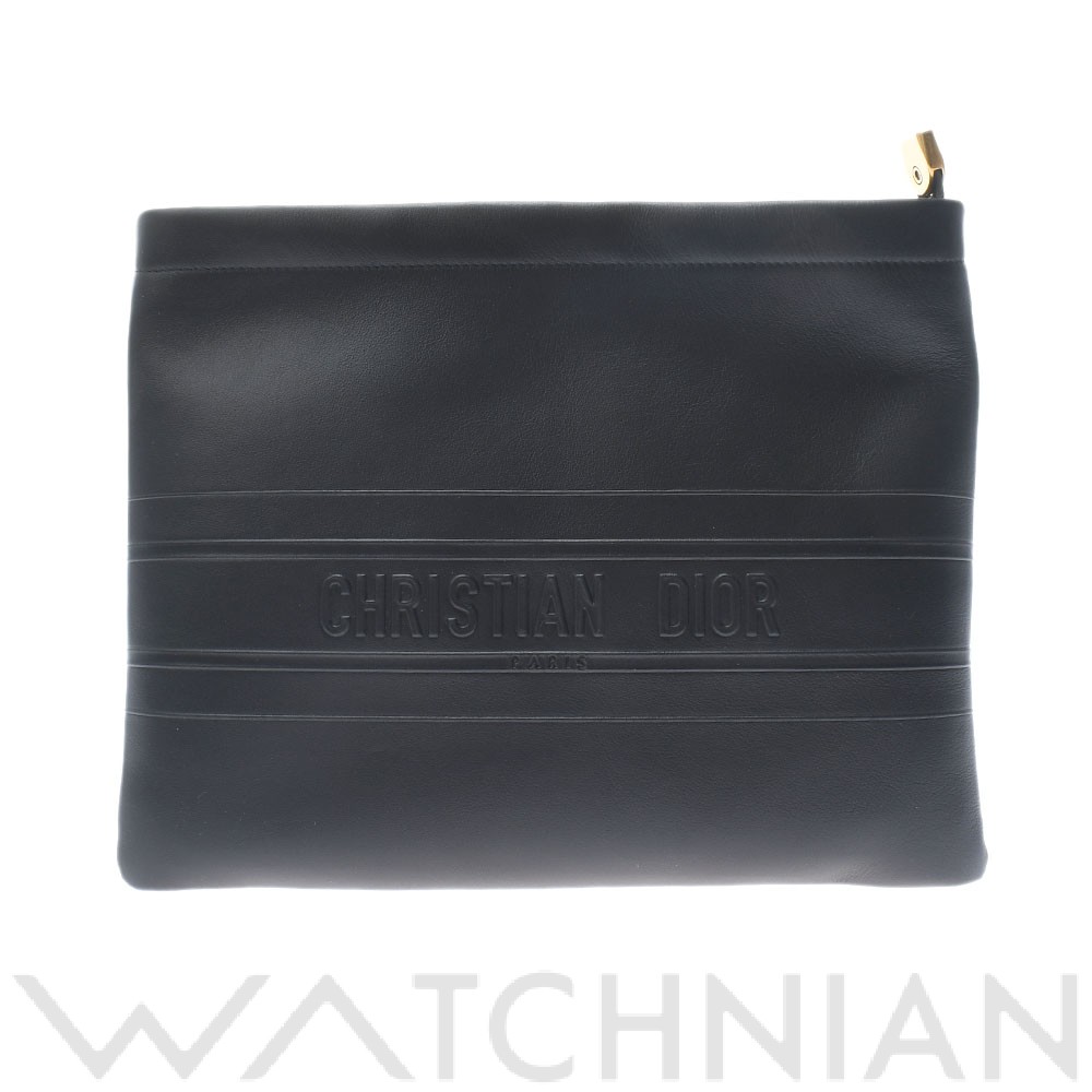 ディオール / Dior ストライプ ポーチ クラッチバッグ ブラック S5543CGSB エンボスレザー ユニセックス 【未使用】【bag】