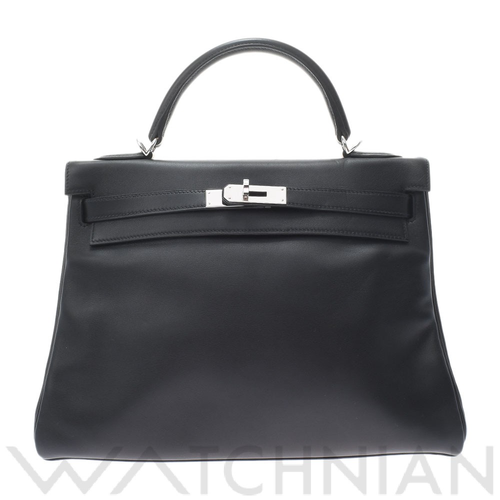 ケリー 32 内縫い 2WAY 黒/パラジウム金具 ヴォースイフト HERMES エルメス レディース 【中古】