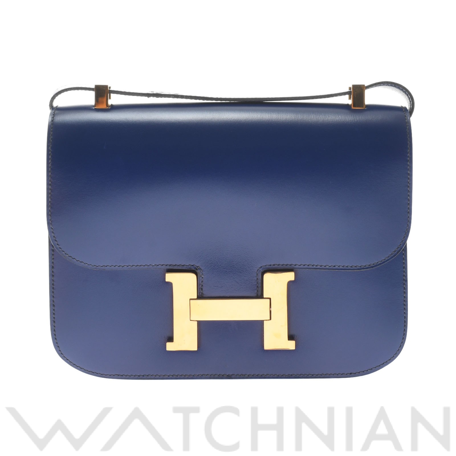 コンスタンス 23 ブルー/ゴールド金具 ボックスカーフ HERMES エルメス レディース 【中古】