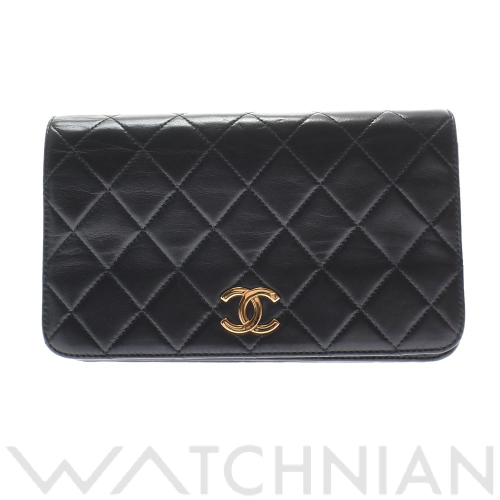 マトラッセ プッシュロックチェーンショルダー ブラック/ゴールド金具 ラムスキン CHANEL シャネル レディース 【中古】