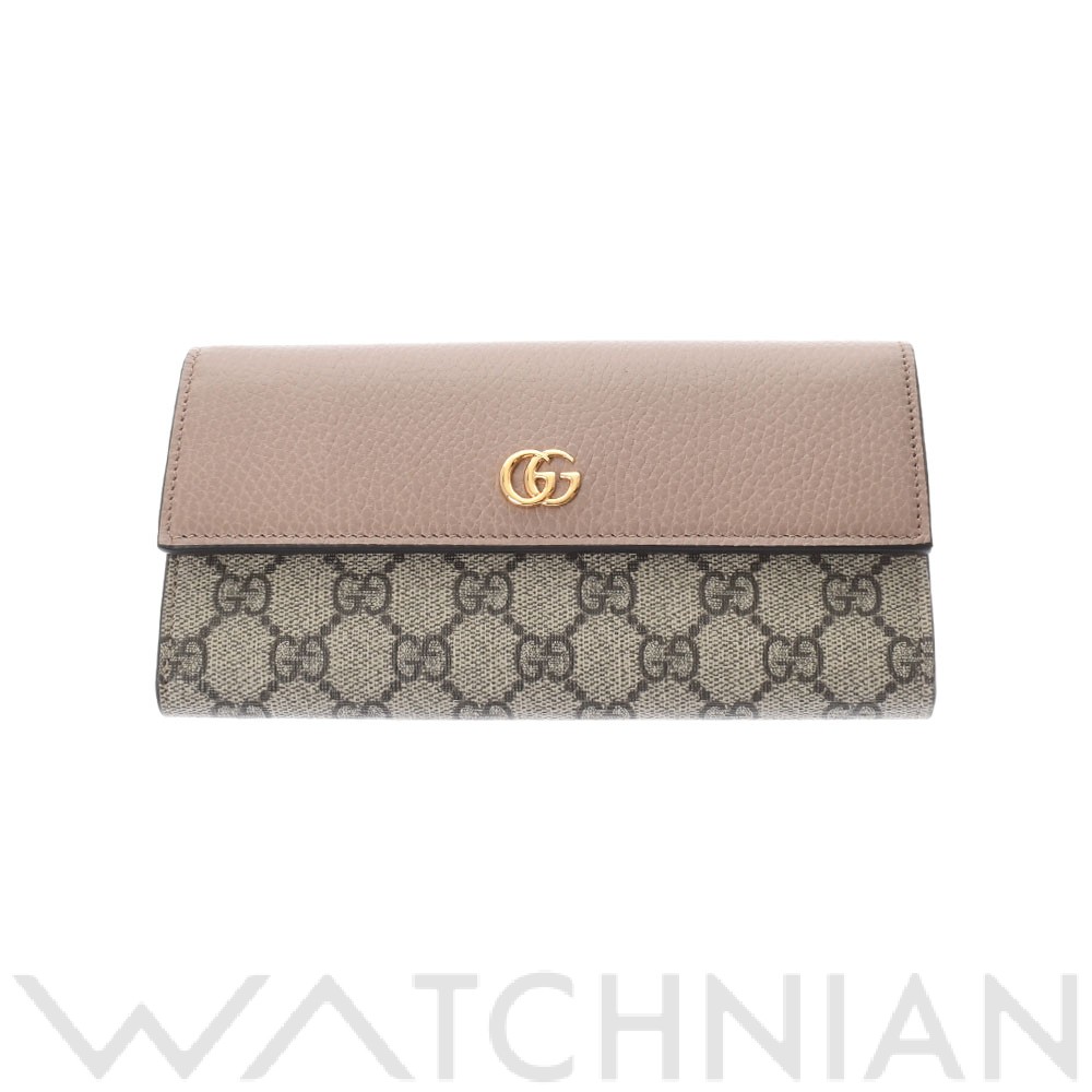 グッチ / GUCCI GGマーモント コンチネンタル ウォレット ベージュ/ダスティピンク 456116 GGスプリームキャンバス/レザー  レディース 財布 【未使用】【purse】