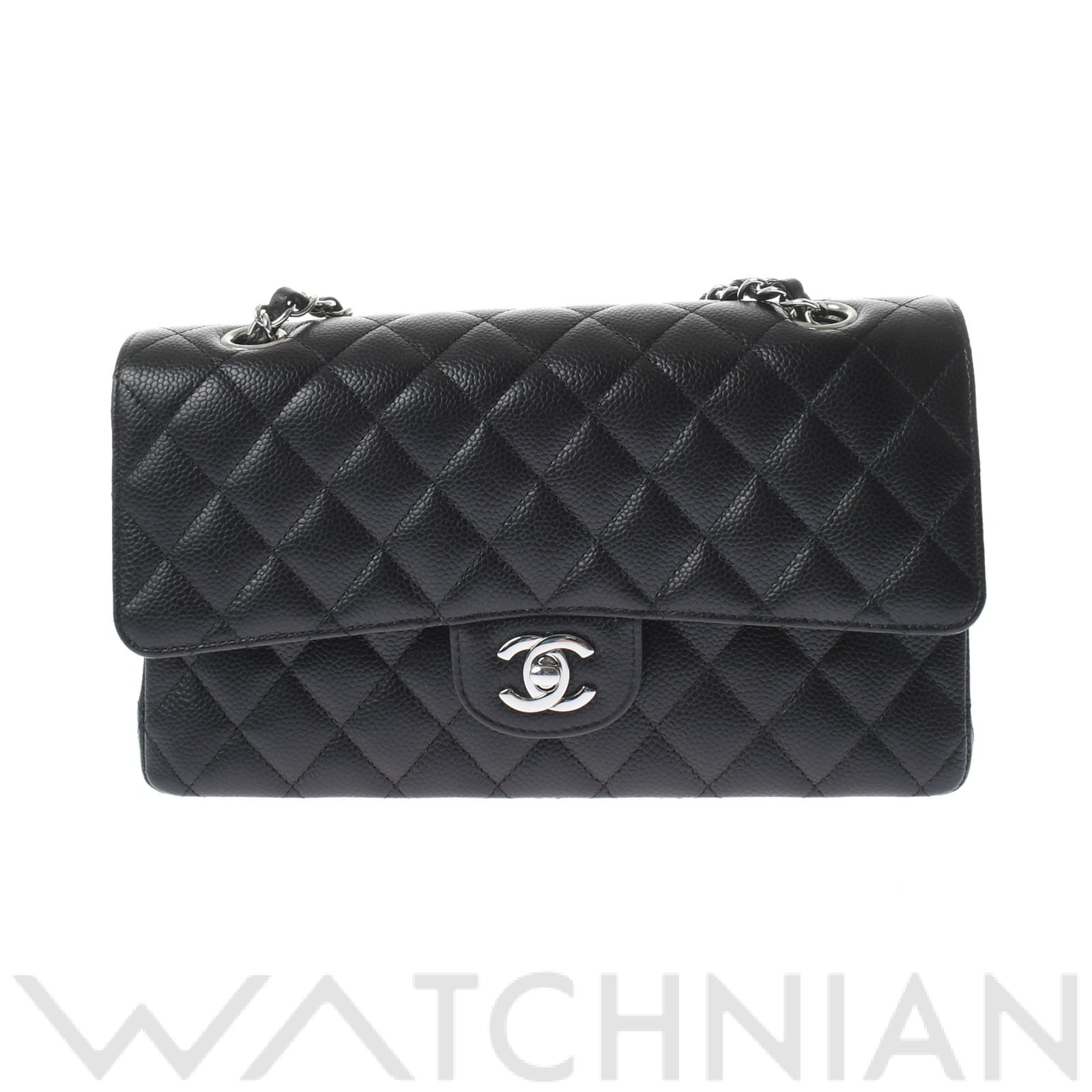 シャネル / CHANEL マトラッセ Wフラップチェーンショルダー25 黒/シルバー金具 A01112 キャビアスキン レディース バッグ  【未使用】【bag】